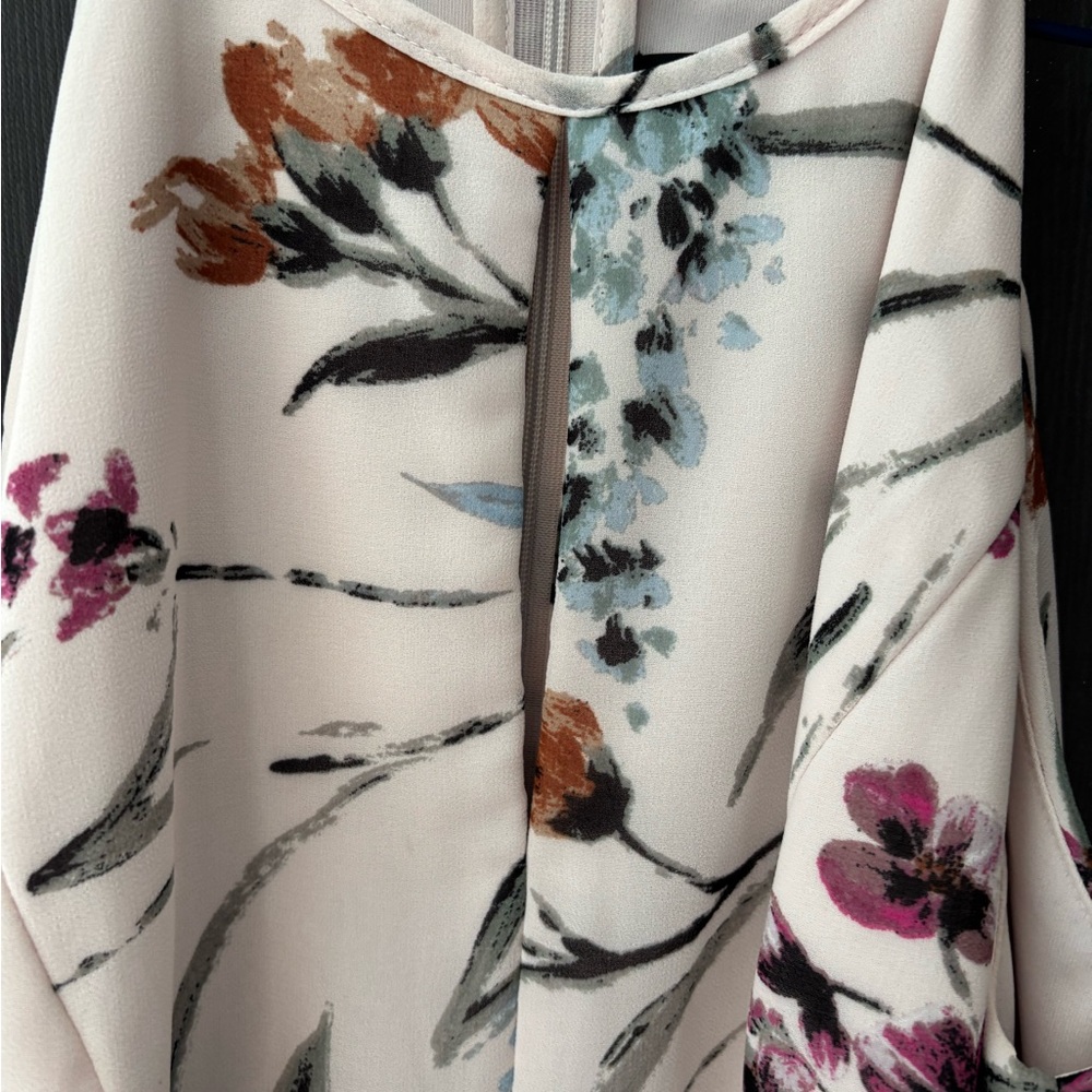 le chateau Cream Floral High-Low Skirt with Pink & Green Accents - Picture 5 of 5